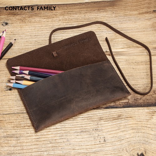 Vintage leder stifteetui - leder,
