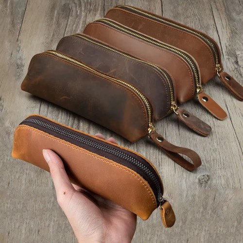Vintage leder federmäppchen - **vintage,